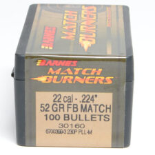 Barnes .224 / 22 52 Grain Match Burner Flat Base Bullet (100)
