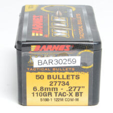 Barnes .277 / 6.8mm 110 Grain Tactical X Boat Tail Bullet (50)