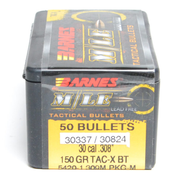 Barnes .308 / 30 150 Grain Tac X Boat Tail Bullet (50)