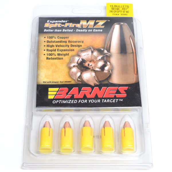Barnes 50 Cal .451 Dia 245 Grain Muzzleloader Spit-Fire Boat Tail Bullet (15)
