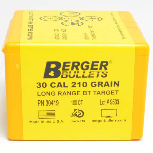 Berger .308 / 30 210 Grain Target Boat Tail Long Range (100)
