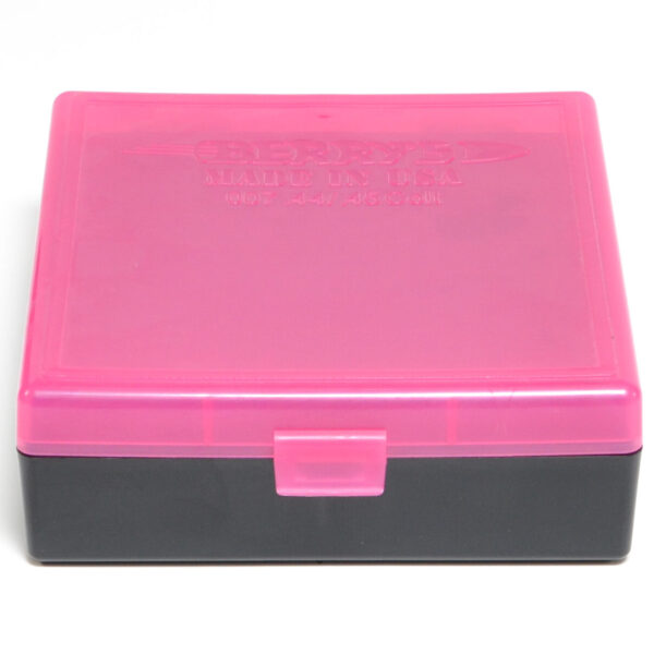 Berrys Ammo Box 44 Spl/Mag Snap Hinged 100 Pink/Black 50/Cs