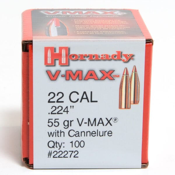 Hornady .224 / 22 55 Grain V-Max With Cannelure (100)