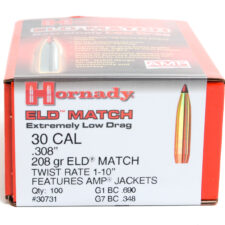 Hornady .308 / 30 208 Grain ELD-M (Extremely Low Drag Match) (100)