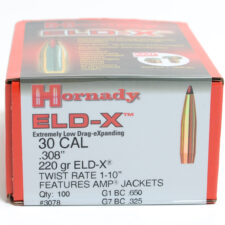 Hornady .308 / 30 220 Grain ELD-X (Extremely Low Drag Hunting) (100)