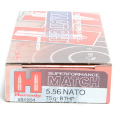 Hornady Ammo 5.56 Nato 75 Grain Hollow Point Boat Tail Match Superformance