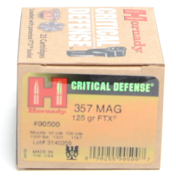 Hornady Ammo 357 Mag 125 Grain FTX (Flex Tip) Critical Defense (25)