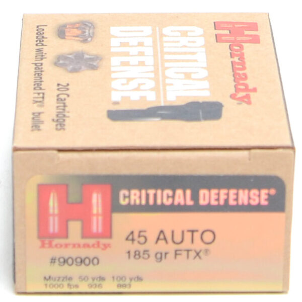 Hornady Ammo 45 Auto 185 Grain FTX (Flex Tip) Critical Defense (20)