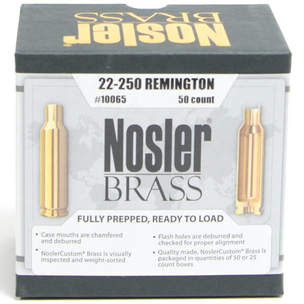 Nosler Unprimed Brass 22-250 Rem (50)