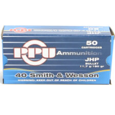 Prvi 40 S&W 180 Grain Jacketed Hollow Point Ammunition (50 Rounds)