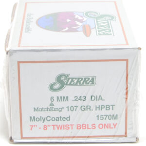 Sierra .243 / 6mm 107 Grain Hollow Point Boat Tail MatchKing Moly Coated (500)