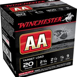 Winchester Shotshell Ammo 20 Ga 7/8 Oz #9 2 3/4" AA Target Load 1200 Fps (25)