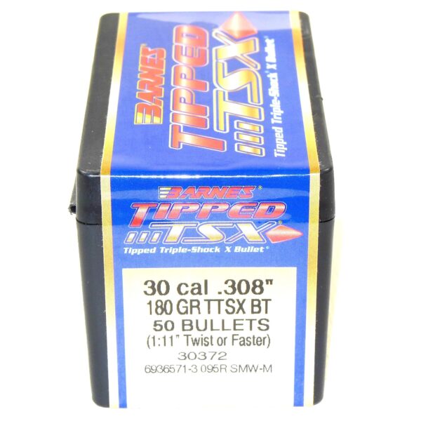 Barnes .308 / 30 180 Grain Tipped Triple-Shock X Boat Tail Bullet (50)