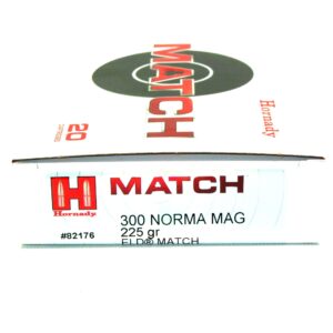 Hornady Ammo 300 Norma Magnum 225 Grain ELD-M (Extremly Low Drag) Match (20)