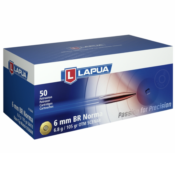Lapua Ammo 6mm Br Norma 105 Grain Hollow Point Boat Tail (50)