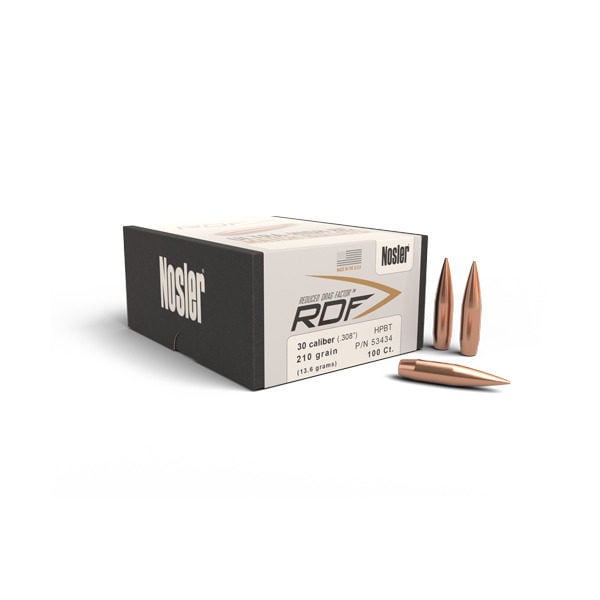 Nosler .308 / 30 210 Grain Hollow Point Boat Tail RDF (Reduced Drag Factor) (100)