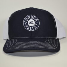 Powder Valley Hat Navy Blue Trucker Hat White Stitching