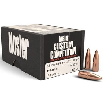 Nosler .277 / 6.8mm 115 Grain Hollow Point Boat Tail Custom Competition (100)