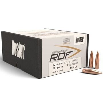 Nosler .224 / 22 70 Grain Hollow Point Boat Tail RDF (Reduced Drag Factor) (100)