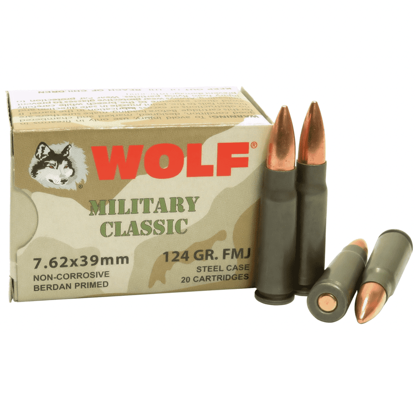 Wolf 7.62x39 124 Gr FMJ Non Corrosive Military Classic (20)